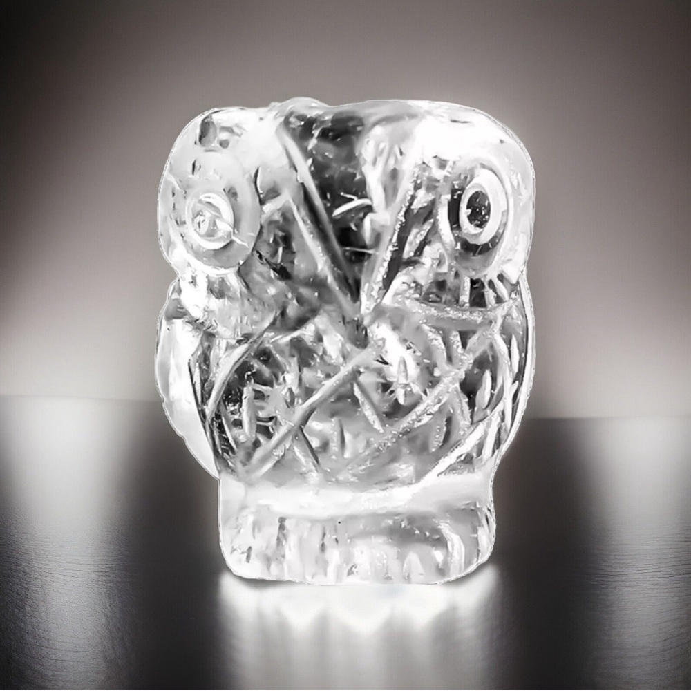 New Solid Clear Quartz Natural Crystal Owl • Bring Balance & Harmony